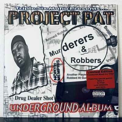 Project Pat - Murderers & Robbers Translucent Black Ice Vinyl LP Three 6 Mafia