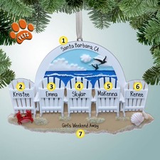 Personalized Beach Chairs with Crab - 5 - Christmas Ornament - Girls Trip