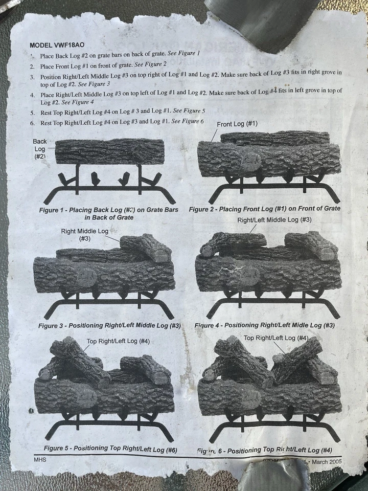 "Troncos de chimenea de gas Monessen 18"" - tronco de roble americano VWFL8AO - tronco principal roto" Foto 3 de 4