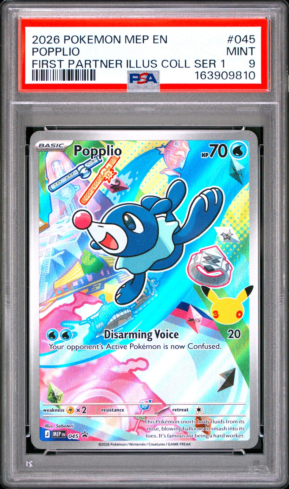 2026 POKEMON MEP FIRST PARTNER ILLUSTRATION COLLECTION #045 POPPLIO PSA 9