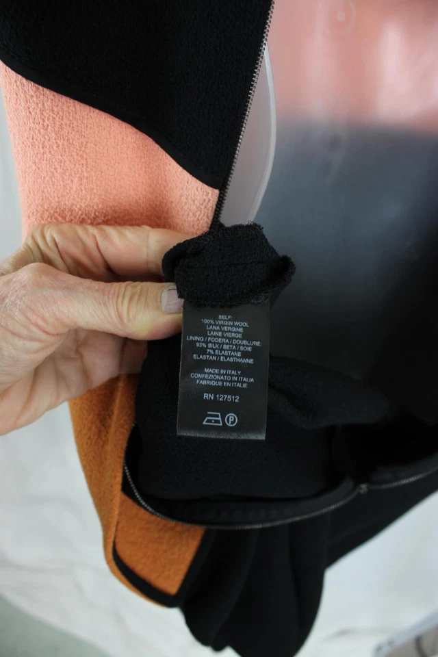 Vestido para mujer Narciso Rodriguez negro melocotón marrón lana sin mangas peplum 42 EE. UU. 6 Foto 4 de 4