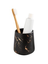 Black Marble Ceramic Toothbrush Holder Cup 14.2oz Bathroom Tumbler for Toot.
