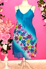 WOMEN PLUS SIZE BLUE SPARKLY FLORAL SLEEVELESS MIDI DRESS ( SIZE L )