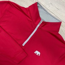 Peter Millar Alabama 1/4 Zip Pullover Men L Red Long Sleeve Elephant Logo READ