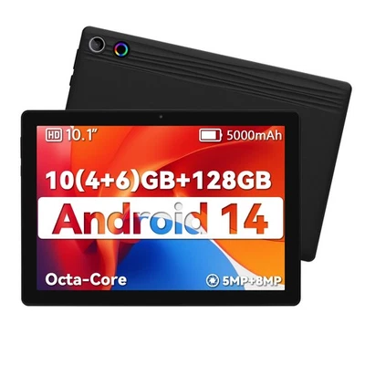 JEAZANS Tablet 10.1 inch 10GB ROM (1TB TF) 64GB ROM WIFI Android14 Bluetooth Dual Camera