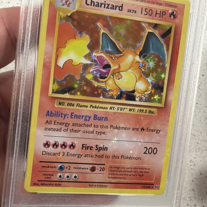 2016 POKEMON XY EVOLUTIONS #11 CHARIZARD-HOLO PSA 8 Holo Bleed 🩸 