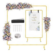 6.6FTx6.6FT Wedding Balloon Arch Backdrop Stand, Gold Square Rectangular Meta...