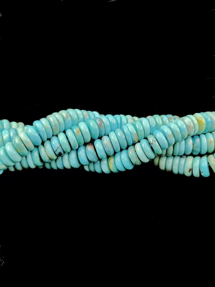 AAA Grade Genuine Turquoise Smooth Rondelle Disc Beads Size 2x6mm 15.5'' Strand - Image 4 of 4