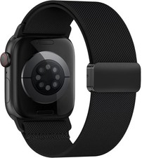Stretchy Black Strap Compatible with Apple Watch Series 9 10 11 38mm 40mm