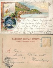 Postal Cartoline Litho Capri 3 imagen ciudad Crotta Azzurra 1896 Italia Italia