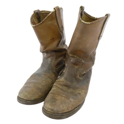 RedWIng Botas Cuero Marrón Años 70-80 Impreso Ala Etiqueta Pecos Botas Talla 7.5 - Imagen 1 de 4
