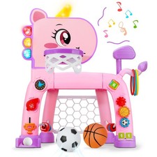 4 in 1 Toddler Basketball Hoop  Soccer Goal, Kids Sports Toy for 1 2 3 Years...