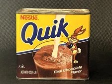 Collectable Vintage 1980’s Nestle Quik Cardboard Box w/Metal Top & Bottom 8 oz.