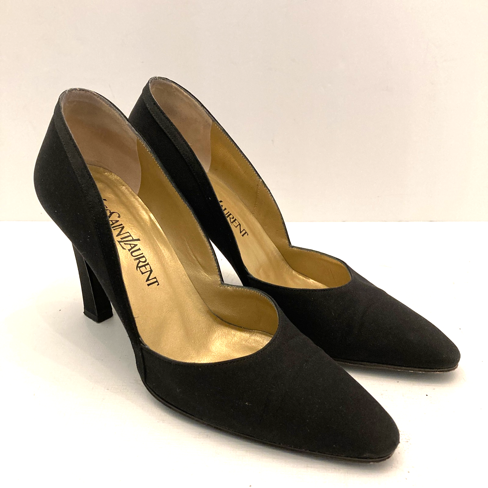 Yves Saint Laurent decolte tacco nero raso di seta donna 6