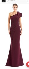 Pleated Asymmetric Neck Evening Gown