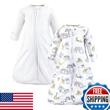 Hudson Baby Unisex Cotton Wearable Sleeping Bag, Sack, Blanket, Safari, 12-18M