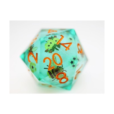 Foam Brain Dice 33mm Sharp Edge Liquid Core d20 - Almond Blossoms New