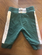 Moncler Baby Sweatpants Green White Cotton Elastic Waist 3/6 Months