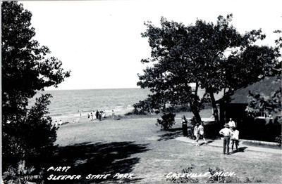 RPPC - Caseville, Michigan - Enjoying the day at Sleeper State Park - 1940s