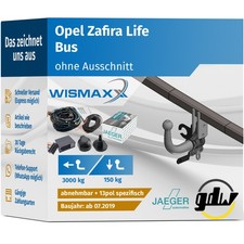ANHÄNGERKUPPLUNG für Opel Zafira Life ab 19 abnehmbar GDW +13pol E-Satz JAEGER