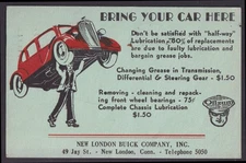 Bring Your Car Here for service New London Buick CT dealer postcard 1937