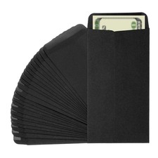 Money Envelope, 25 Pcs 6.5" x 3.5" Cash Holder for Checks Coins, Black