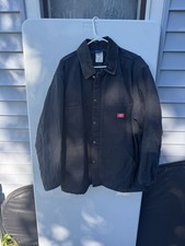 Dickies Men's Work Chore Coat Vintage Black Canvas Lined Size: XL