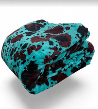 Teal Turquoise Cow Animal Print Full-Queen Fleece blanket