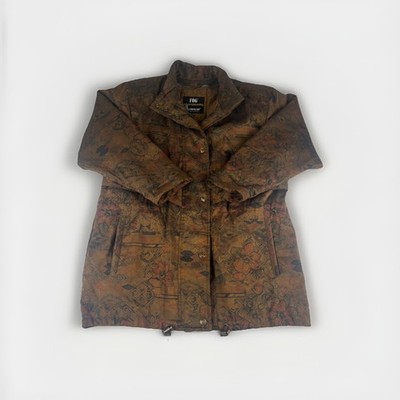 Vintage 80 s Barn Coat Jacket Coat Mens Size M Medium Floral Pattern Hipster 3M