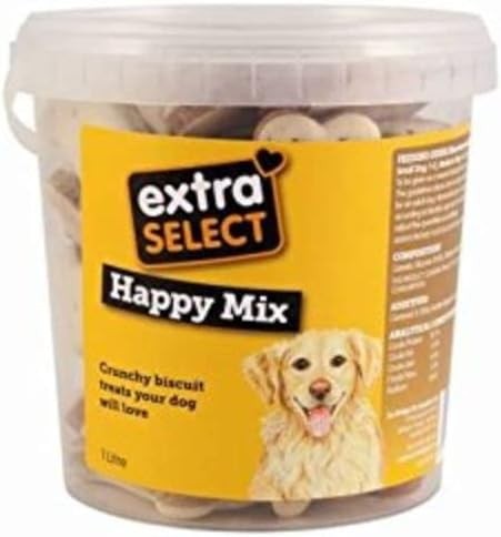 Extra Select Happy Mix Dog Treat Biscuits in a 1ltr Bucket (approx 30 biscuits)