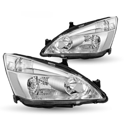 For 2003-2007 Honda Accord 2/4Dr Chrome Housing Clear Corner Headlights Pair