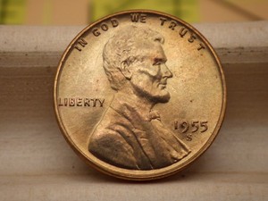 1955-S Lincoln Wheat Cent Penny Vintage US Coin High Grade San Francisco Mint