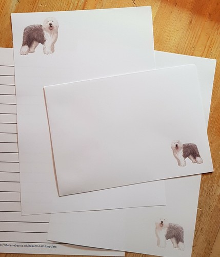 Juego de papel de escribir cartas de perro pastor inglés con sobres a juego 5+5+5 - Imagen 4 de 14