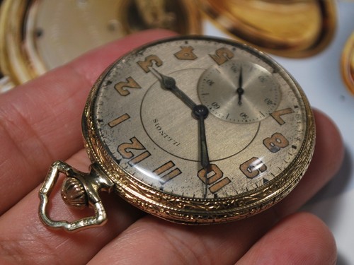 Vintage 1921 ILLINOIS Autocrat 12s 17J Yellow Gold Filled Pocket Watch - Picture 12 of 12