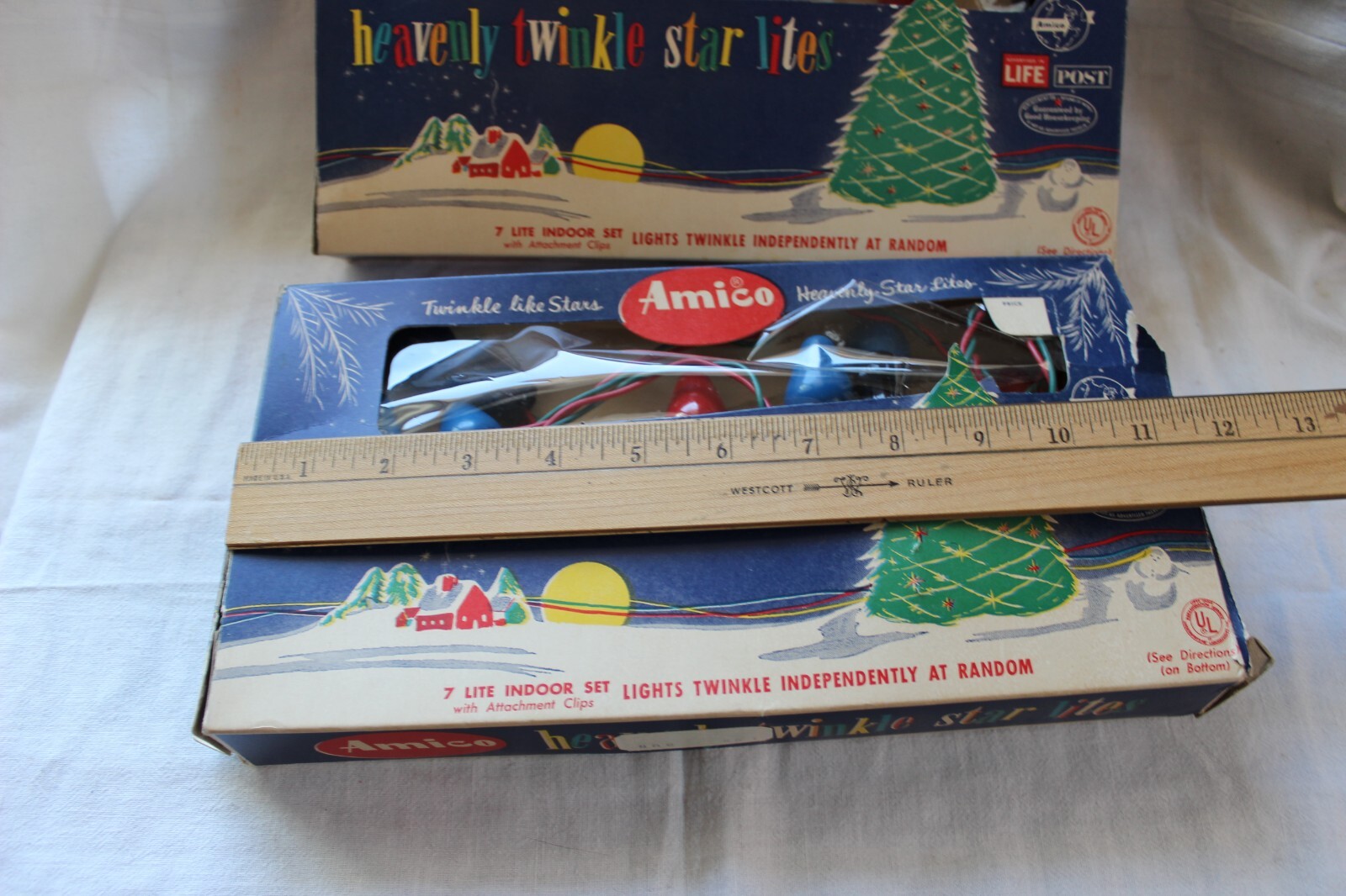 Vintage AMICO 2 BOXES Heavenly twinkling Working Indoor Christmas