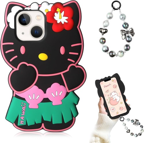iPhone 14 Case iPhone 14 Phone Case Funny 3D Cartoon Cat Case with Bracelet Chai - Picture 7 of 12