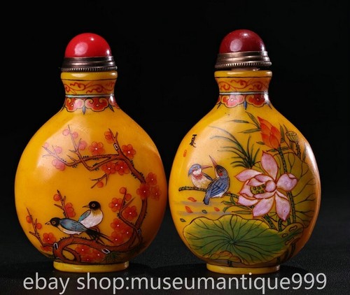 Tendance Lot de flacons tabatières 3,2" Qianlong émail coloré chinois dynastie fleurs oiseau