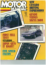 MOTOR MANUAL car Magazine June 1982 Mitsubishi Starion Ford Falcon Holden Gemini