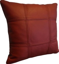 Weinrotes Echt Leder Sofa Kissen Lederkissen 40x40cm Burgunder Ruckenkissen