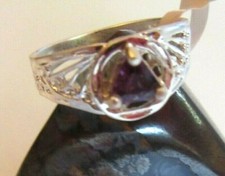 Alcoholics Anonymous AA Recovery Sterling silver Ring 9  cz purple