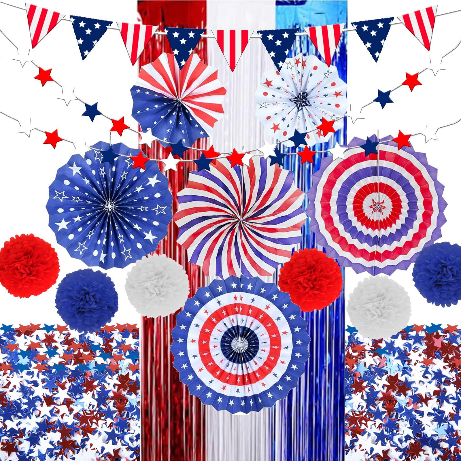 Myafqsj Red White and Blue DecorationsRed and Blue Decorations USA Party Deco...