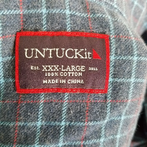 Camisa Untuckit Para Hombres 3XL XXXL Grande Azul Franela Abotonada a Cuadros - Imagen 5 de 9