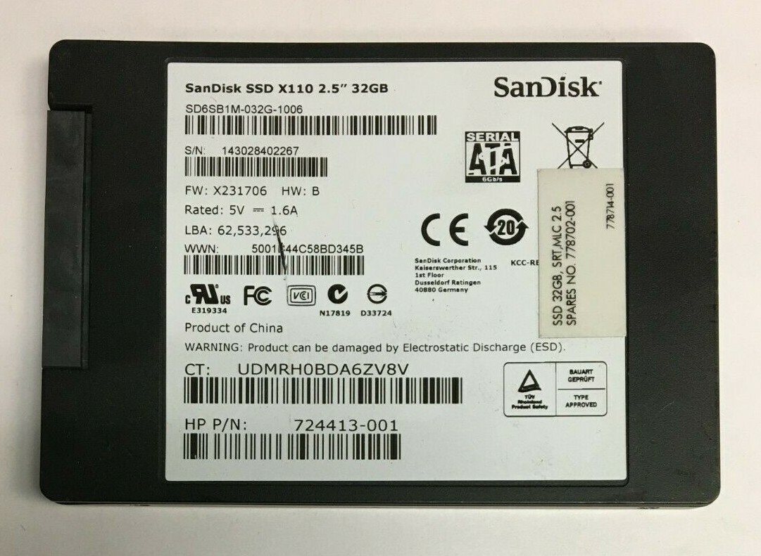 LOT OF 5: 32GB-60GB SSD SATA 2.5
