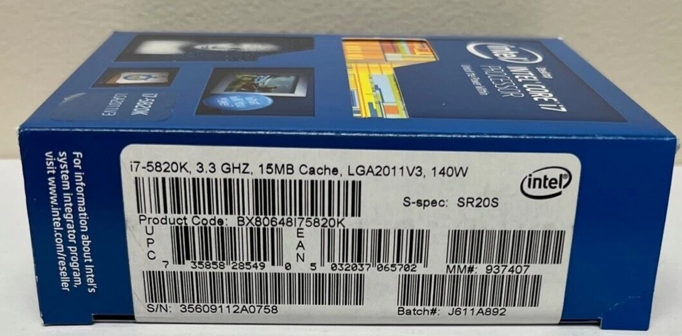 Intel Core i7-5820K 3.3GHz Six Core LGA 2011-v3 140W Desktop CPU Processor-NEW - Image 4 of 4