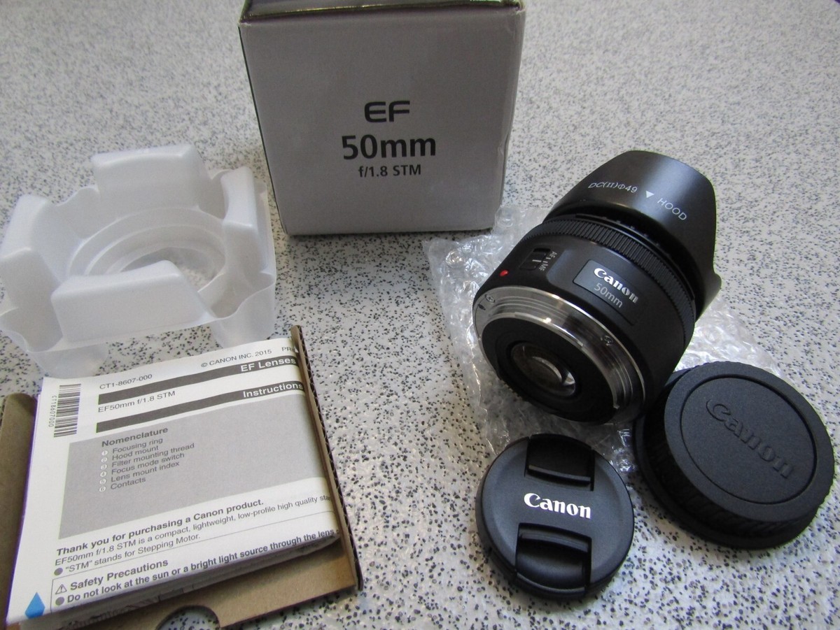Boxed Canon EF 50mm STM Lens For- Canon EOS Cameras (km50)