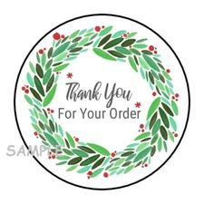 30 THANK YOU FOR YOUR ORDER ENVELOPE SEALS LABELS STICKERS 1.5" ROUND CHRISTMAS