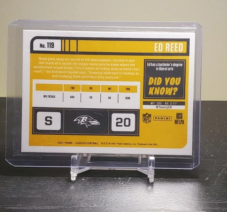 2021 Classics - ED REED - Legends - Chrome - Ravens #119 - Image 2 of 2