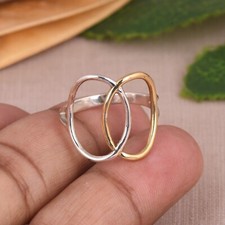 Double Oval Designer Ring, Two Tone Ring, Statement Ring, Minimalist Jewelry