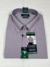 Chaps Regular Fit Button-Down Dress Shirt, Red, Men's XL 17-17.5 32/33 NEW