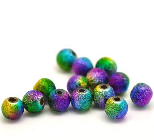100 multicolor Stardust ronde kralen acryl Spacer kralen 6 mm Dia. - Photo 1/4
